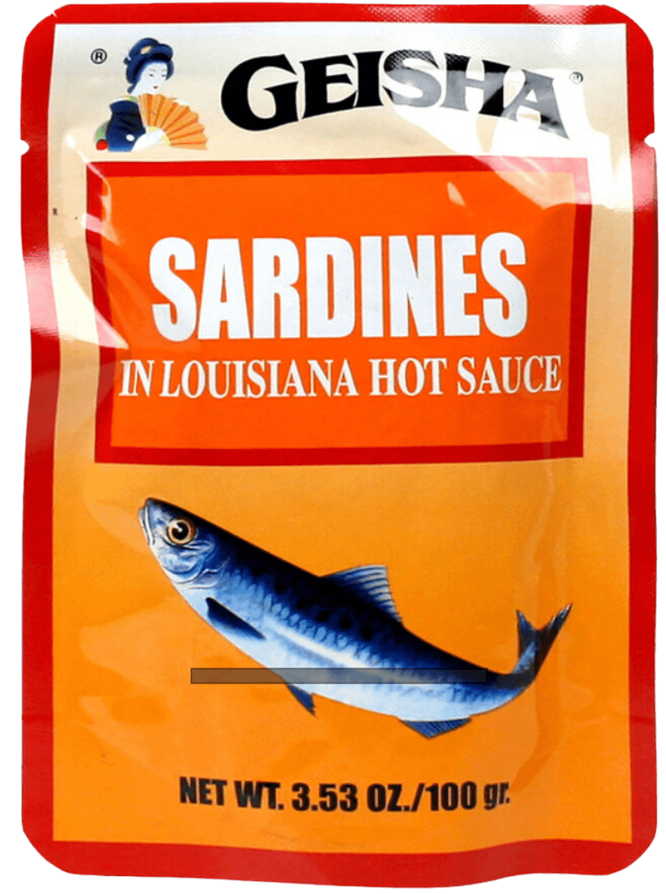 GEISHA POUCHED SARDINES IN LA HOT SAUCE, Approved for NYS Inmate