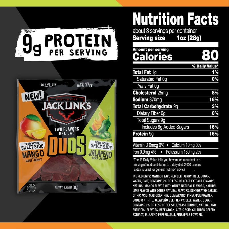 JACK LINKS DUOS MANGO & JALAPEÑO BEEF JERKY