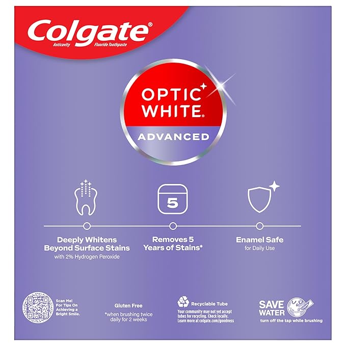 COLGATE OPTIC WHITE ADVANCED TEETH WITHENING TOOTHPASTE, 3.2 OZ