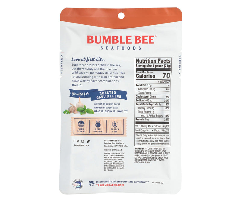 BUMBLE BEE TUNA - ROASTED GARLIC & HERB (12 PACK)
