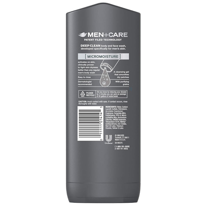 DOVE MEN+CARE BODY & FACEWASH, DEEP CLEAN 13.5 OZ