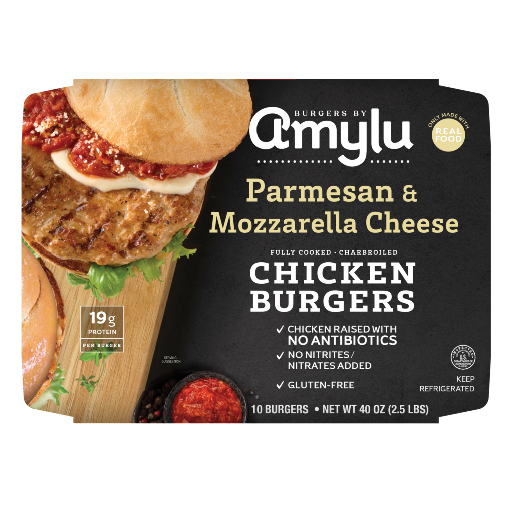 AMYLU PARMESAN AND MOZZARELLA CHEESE CHICKEN BURGERS