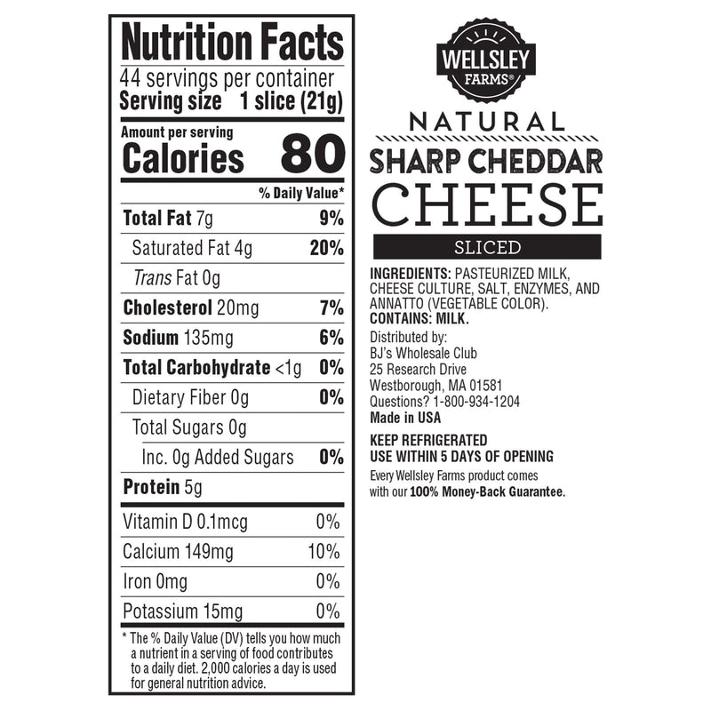 WELLSLEY FARMS SLICED SHARP CHEDDAR CHEESE