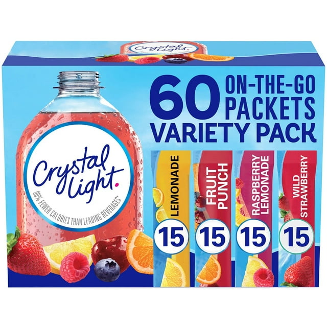 CRYSTAL LIGHT POWDERED DRINK MIX VARIETY PACK 60 PACK