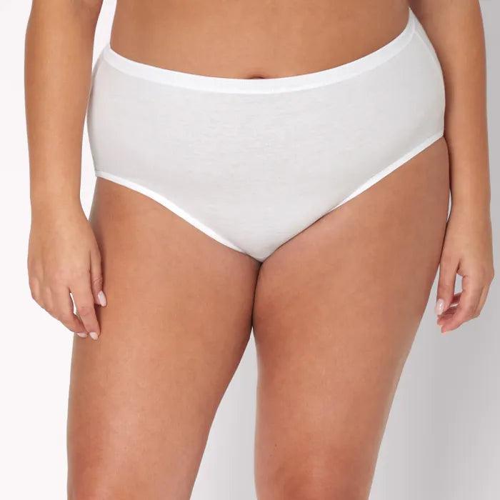 WOMEN'S PLUS COTTON BRIEF PANTY, WHITE 3 PACK