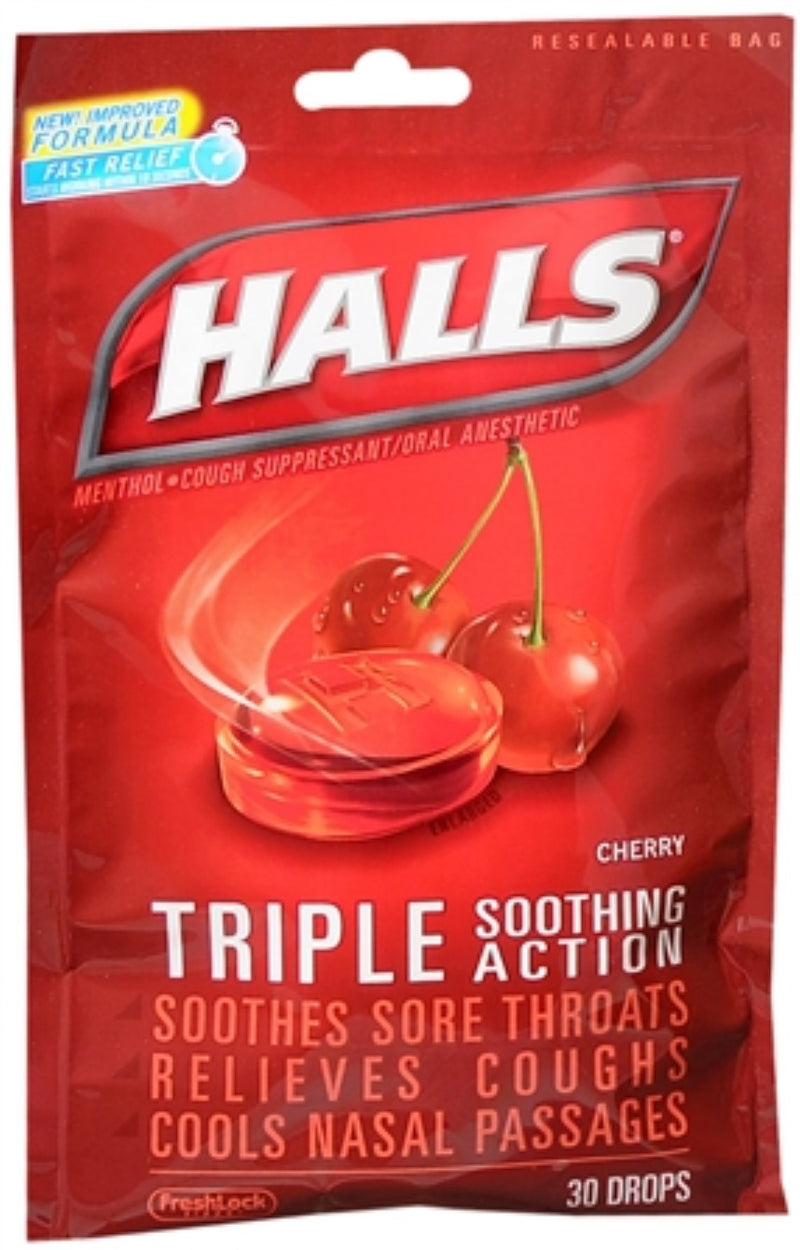 HALLS COUGH DROPS CHERRY FLAVORED