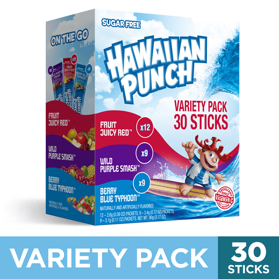 HAWAIIAN PUNCH VARIETY STICKS - FRUIT JUICY RED, BERRY BLUE TYPHOON AND WILD PURPLE SMASH