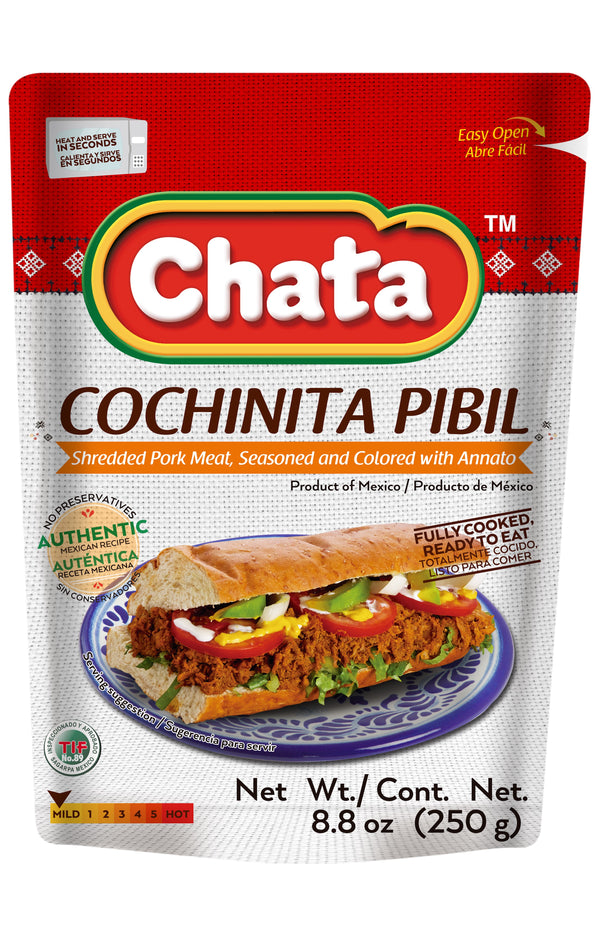 CHATA CHILORIO SHREDDED PORK MEAT & COLORED WITH ANNATO (COCHINITA PIBIL)