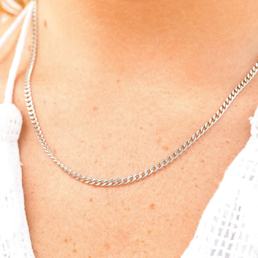 DIAMOND CUT CURB CHAIN NECKLACE 18"