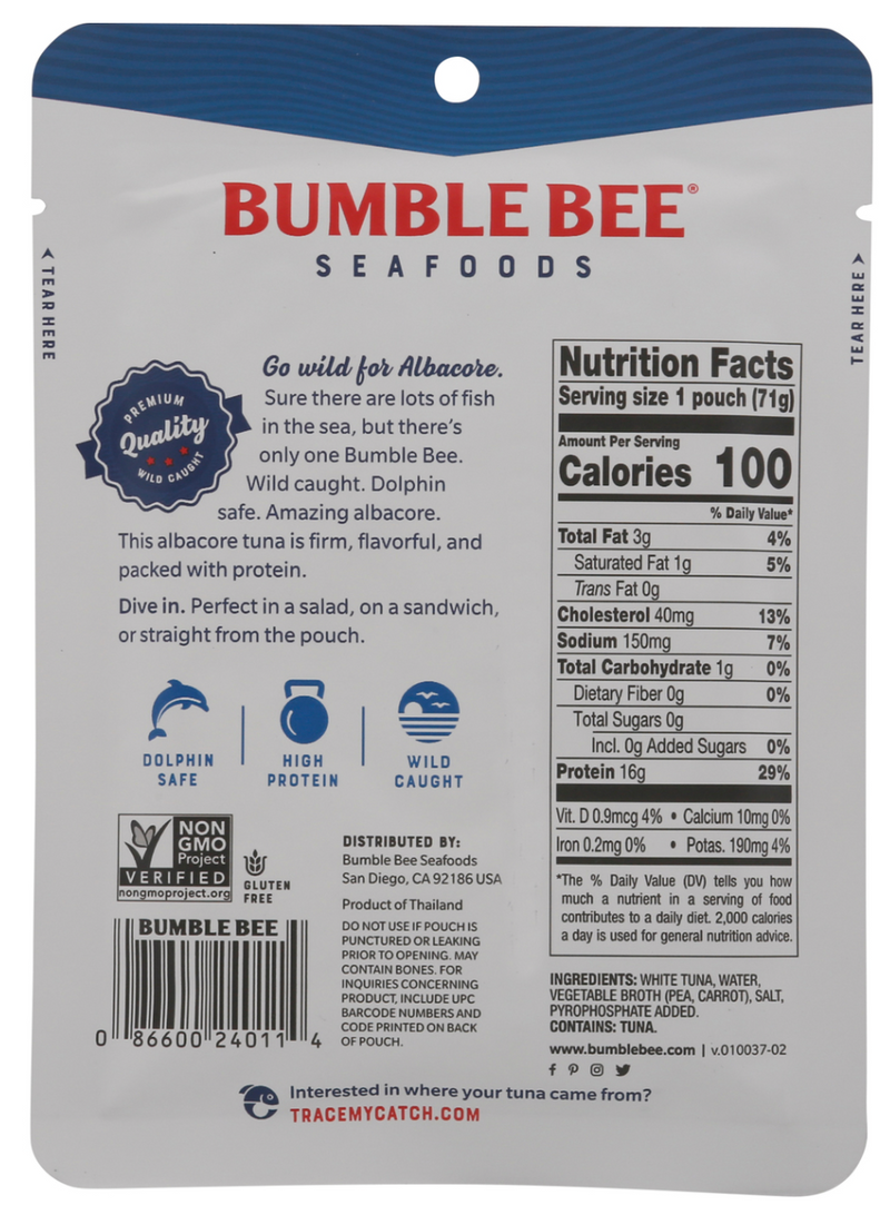 BUMBLE BEE TUNA - WILD CAUGHT ALBACORE (12 PACK)