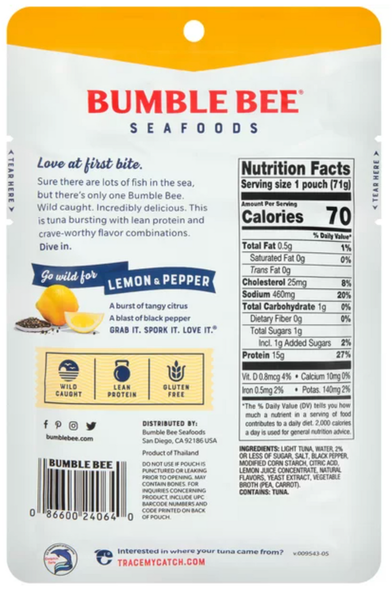 BUMBLE BEE TUNA - LEMON & PEPPER (12 PACK)
