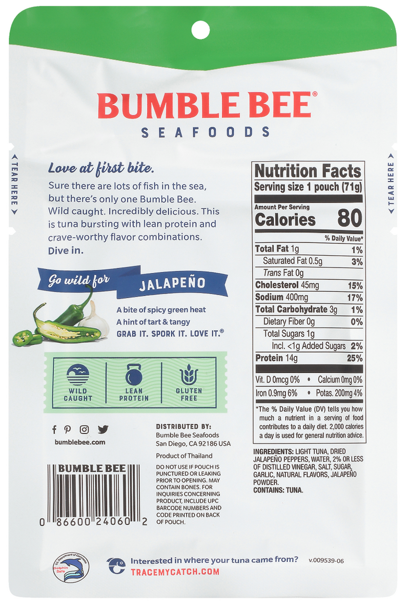 BUMBLE BEE TUNA - JALAPEÑO (12 PACK)