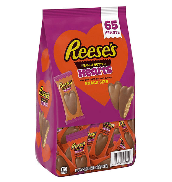 REESES MILK CHOC. PEANUT BUTTER HEARTS VALENTINES DAY CANDY 65 PCS