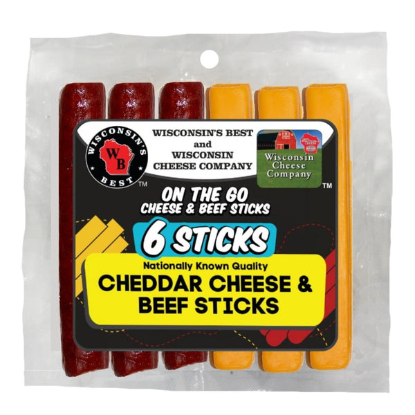 WISCONSIN CHEDDAR CHEESE & BEEF STICKS (6 STICKS)