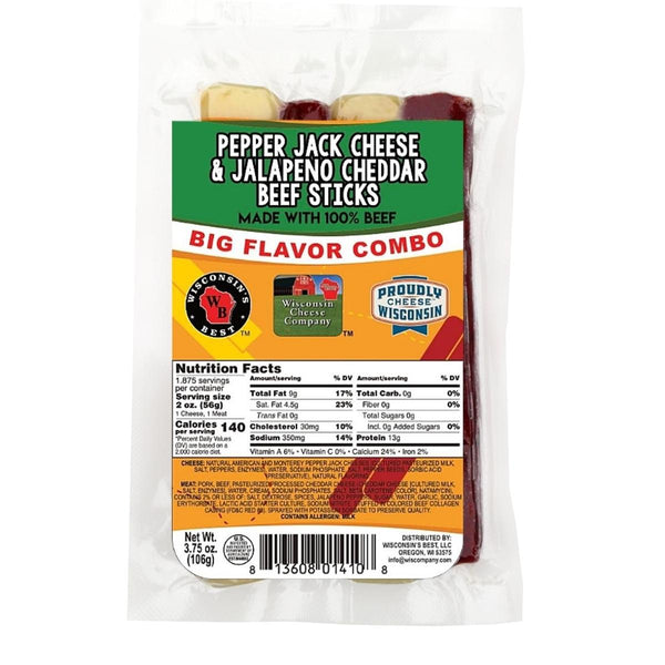 WISCONSIN PEPPER JACK CHEESE & JALAPENO CHEDDAR BEEF STICKS