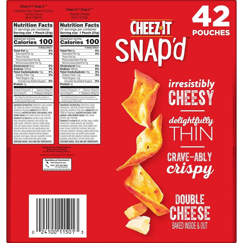 CHEEZ IT SNAP'D CRACKERS VARIETY PACKS, 42 PACK