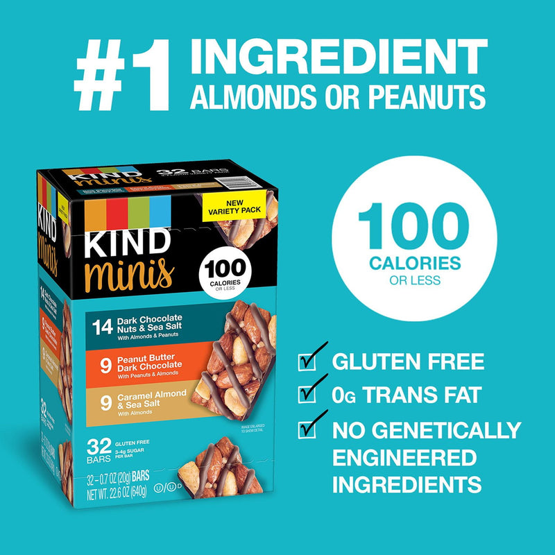 KIND MINI NUT BAR 3-FLAVOR VARIETY PACK (32 COUNT)
