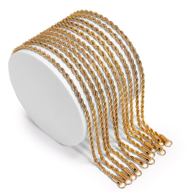 18K GOLD PVD ROPE CHAIN NECKLACE 18"