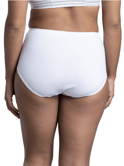 WOMEN'S COTTON BRIEF PANTY, WHITE 3 PACK