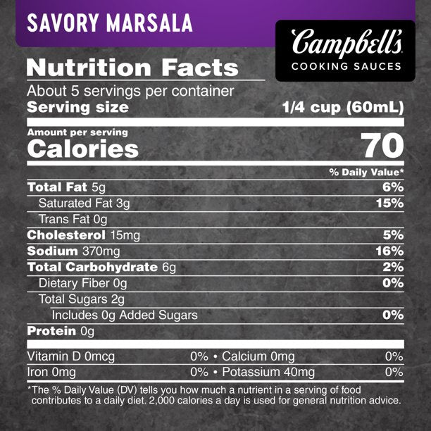 CAMPBELL'S COOKING SAUCES - SAVORY MARSALA