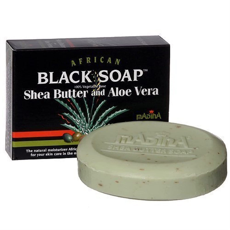 MADINA AFRICAN BLACK SOAP W  SHEA BUTTER & ALOE VERA