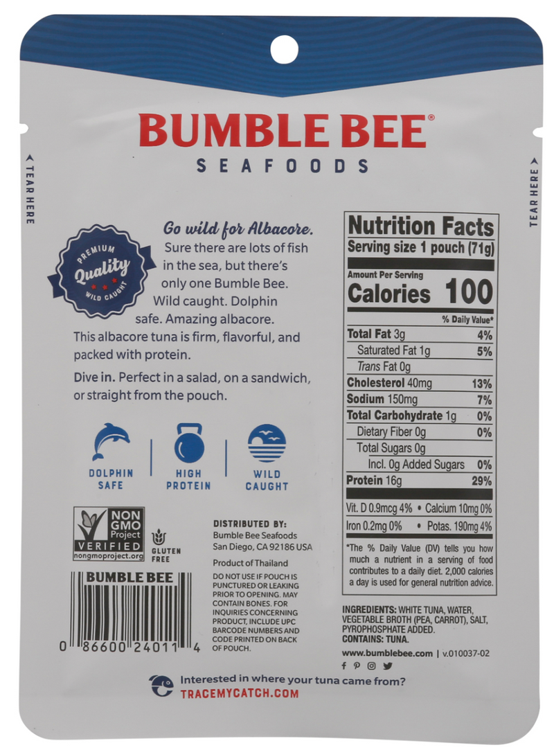 BUMBLE BEE TUNA - WILD CAUGHT ALBACORE