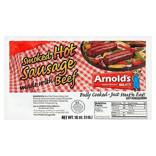 ARNOLDS RED HOT’S SMOKED BEEF SAUSAGE